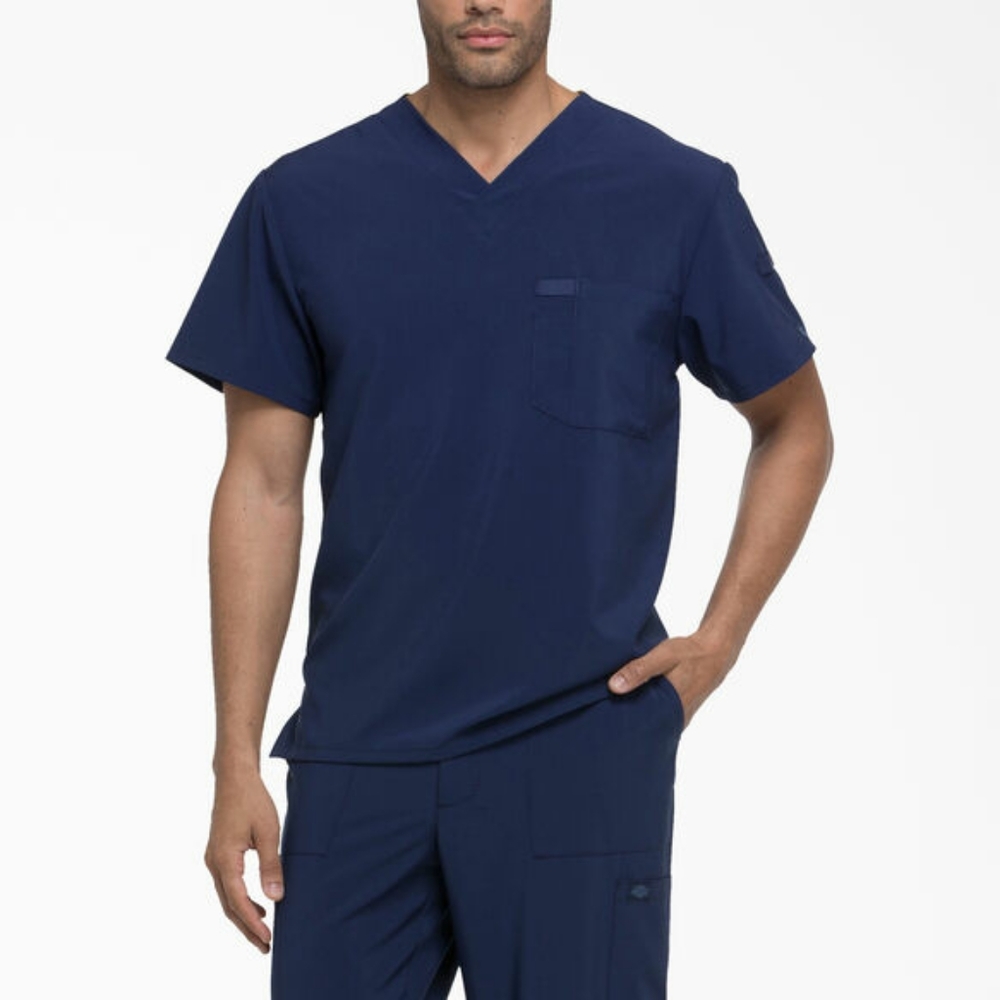 Dickies Men's Navy Blue EDS Essentials V-Neck Scrub Top Small